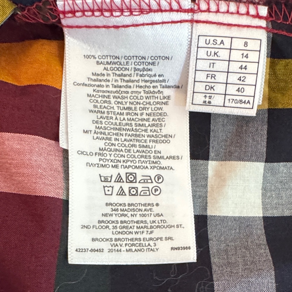 Brooks Brothers Plaid Long Sleeve Dress - Red, Yellow, White, Black - Picture 6 of 6